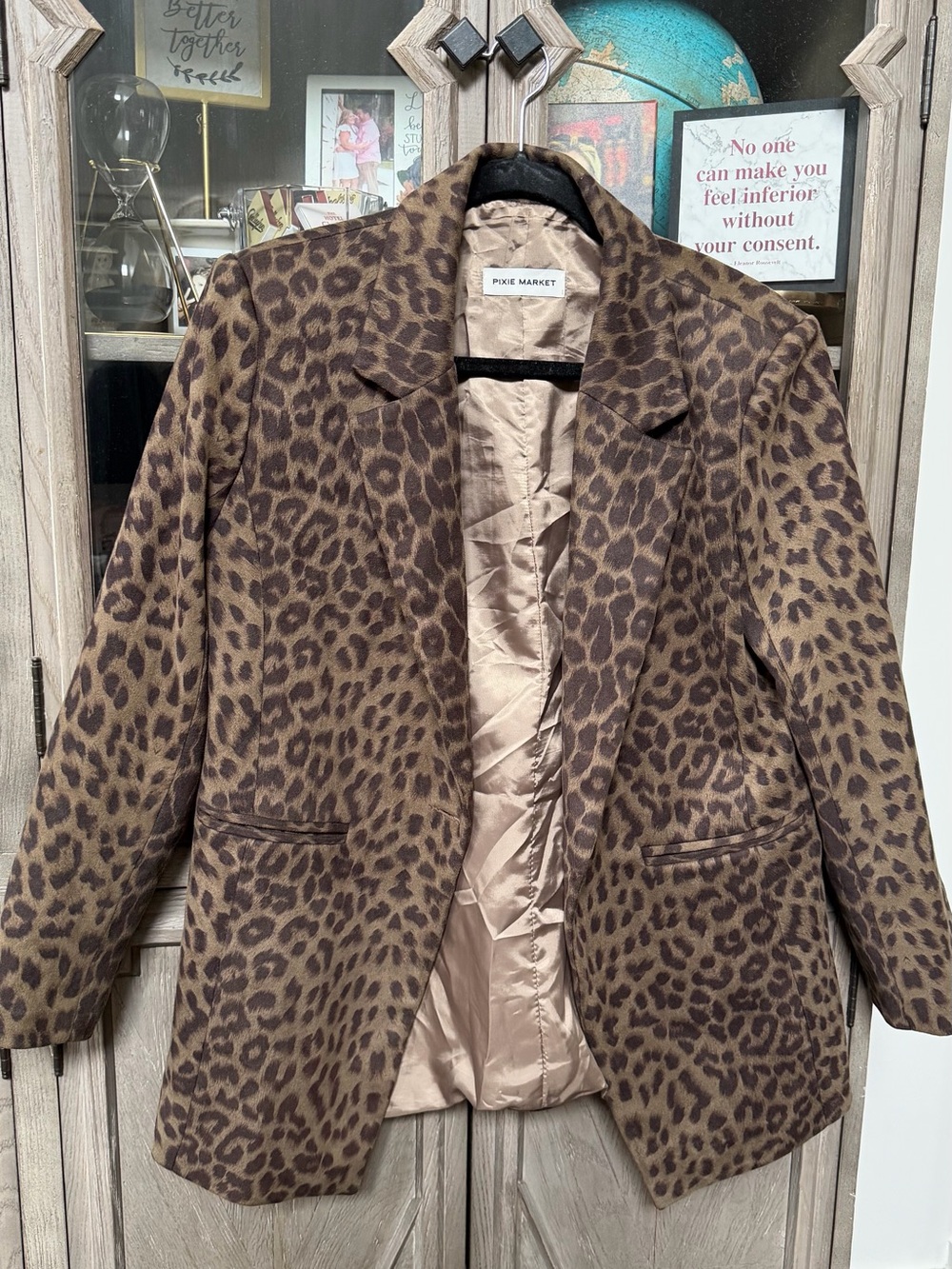Pixie Market Leopard Print Blazer Jacket - no size tag